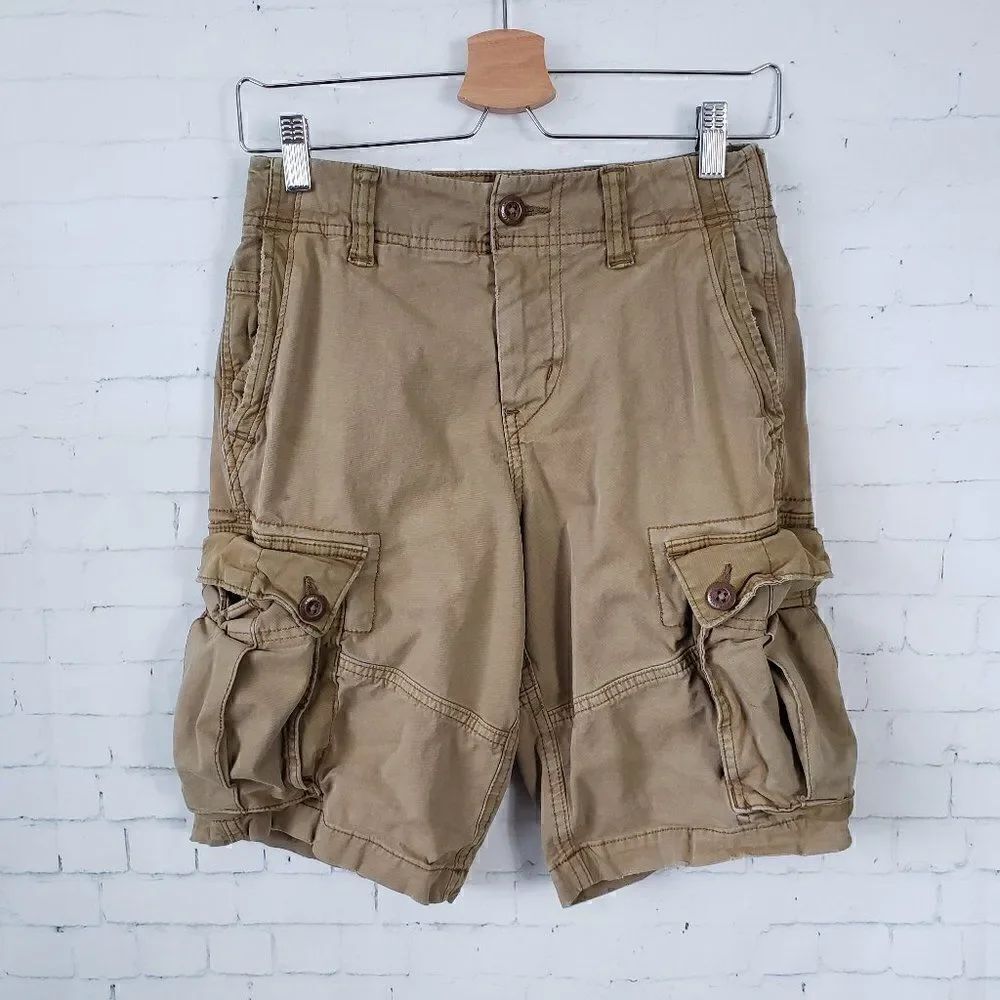American Eagle Mens Y2K Cargo Shorts Size 26 Next Level Stretch Classic Brown